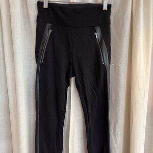 Athletic Black Leggings with Faux Leather